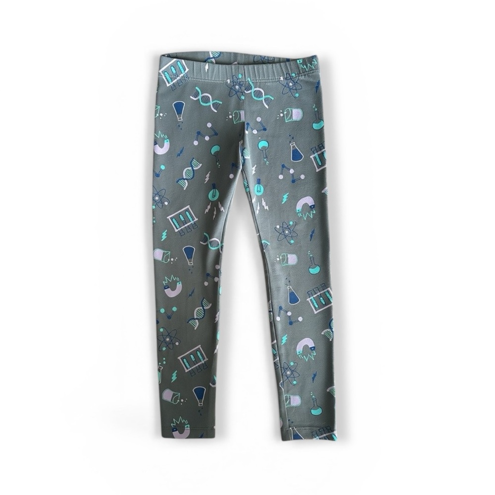 Cat & Jack Girls Science Print Leggings XS (4/5) Gray DNA STEM Lab Pants
